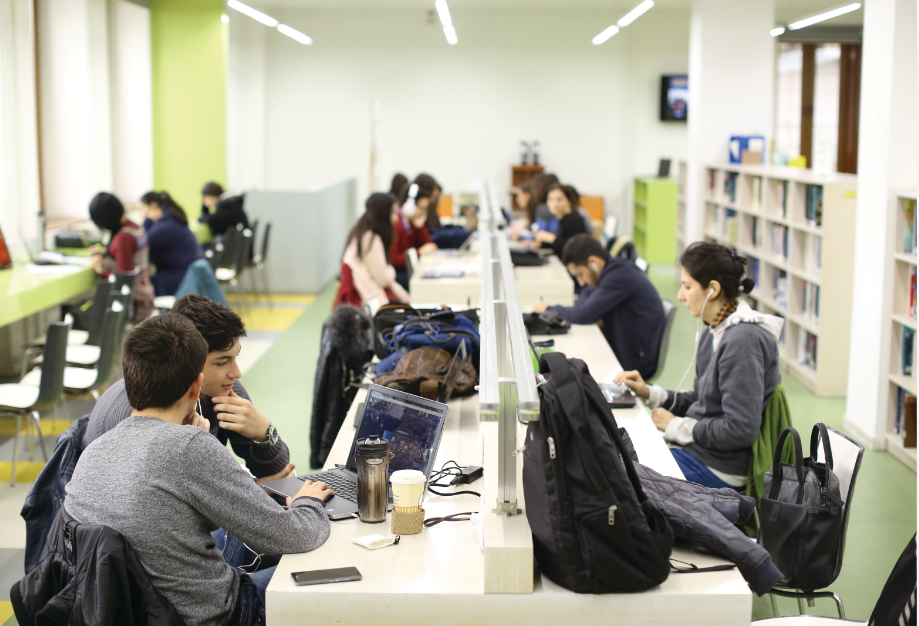 Students engage in the AGBU Papazian Library at AUA. 