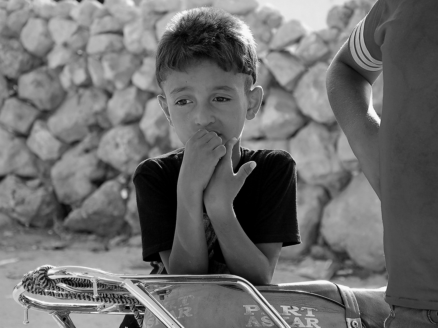 A kid affected by war in northern Syria