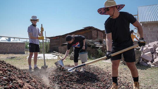 Discover Armenia participants at a community service in Aragatsotn