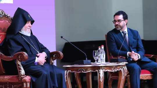 Open dialogue with His Holiness Karekin II moderated by AGBU Central Board Member Sarkis Jebejian